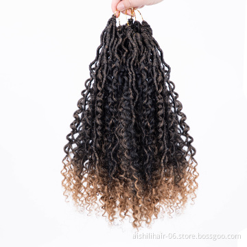 river locs corchet extension hair faux locs synhtetic hair curly ends ombre color twist braids